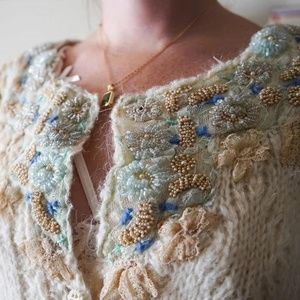 Free People Embellished Cropped Sweater